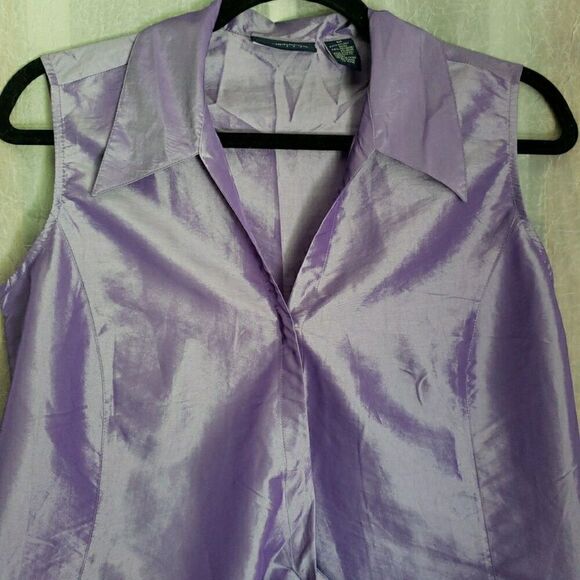 Liz Claiborne LizSport Women''s Sleeveless Purple Shirt Tie in Front Size M - Picture 5 of 10